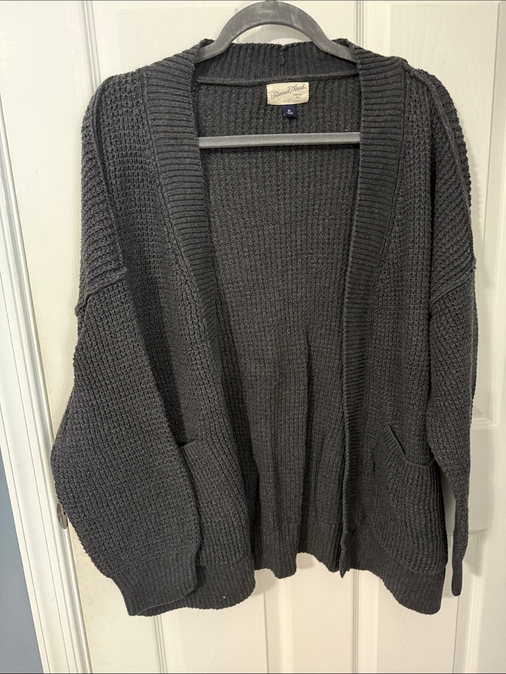Universal Thread Charcoal Open-Front Knit Cardigan